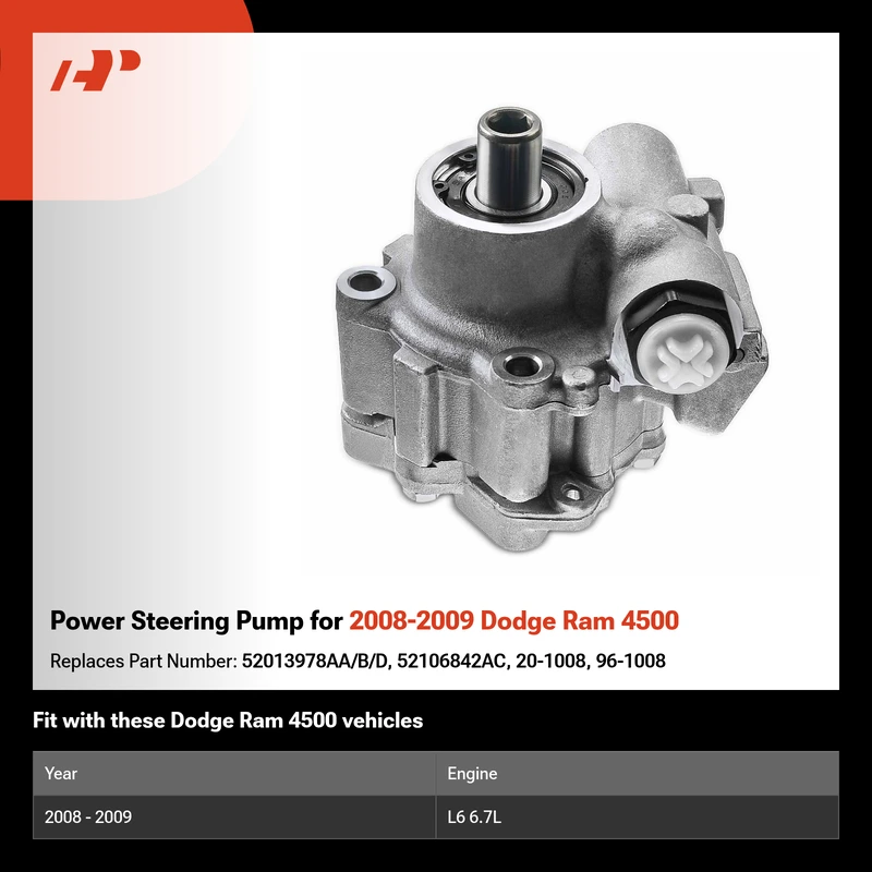 Power Steering Pump for 2008-2009 Dodge Ram 4500