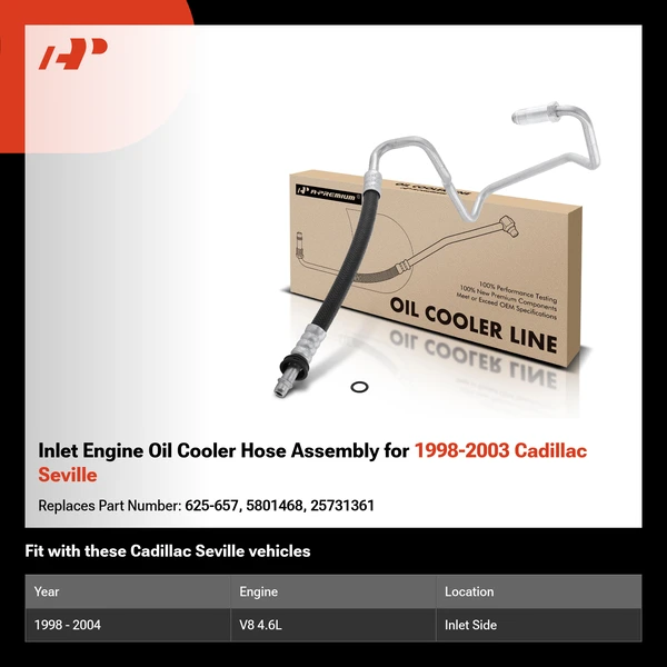 Inlet Engine Oil Cooler Hose Assembly for 1998-2003 Cadillac Seville