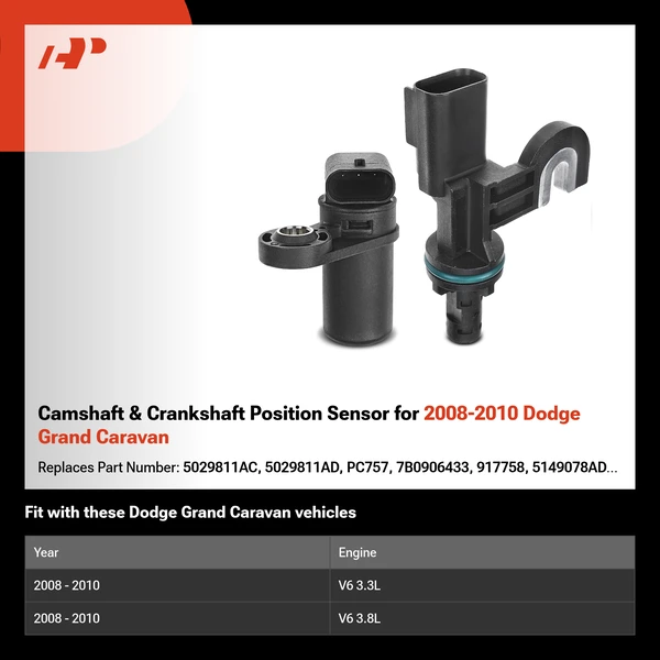 Camshaft & Crankshaft Position Sensor for 2008-2010 Dodge Grand Caravan