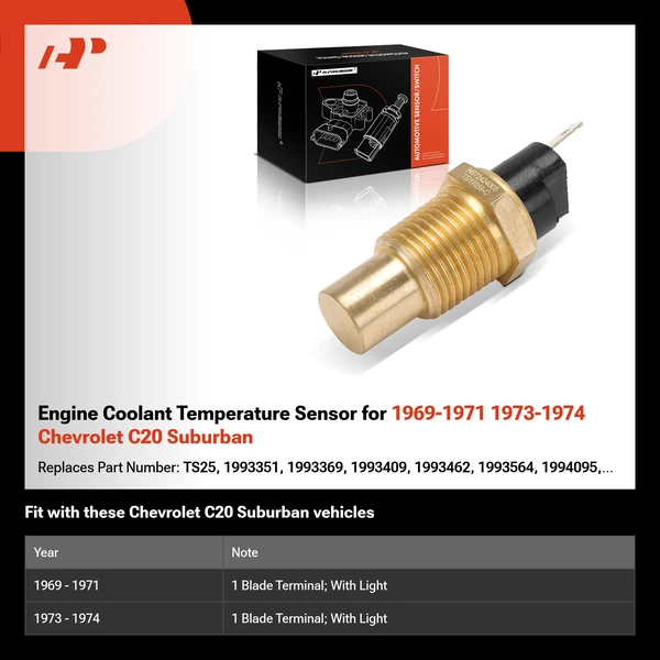 Engine Coolant Temperature Sensor for 1969-1971 1973-1974 Chevrolet C20 Suburban