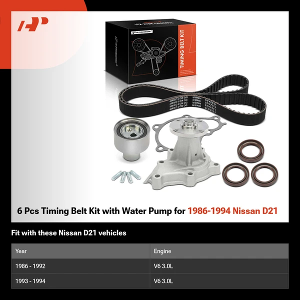 6 Pcs Timing Belt Kit with Water Pump for 1986-1994 Nissan D21
