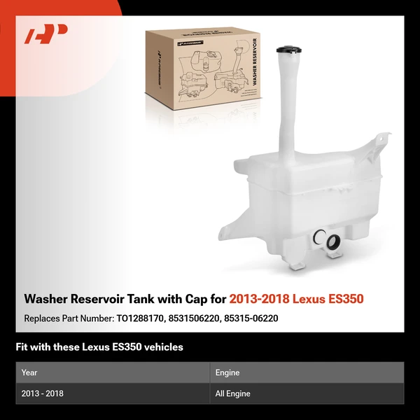 Washer Reservoir Tank with Cap for 2013-2018 Lexus ES350