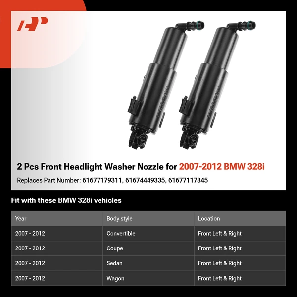 2 Pcs Front Headlight Washer Nozzle for 2007-2012 BMW 328i