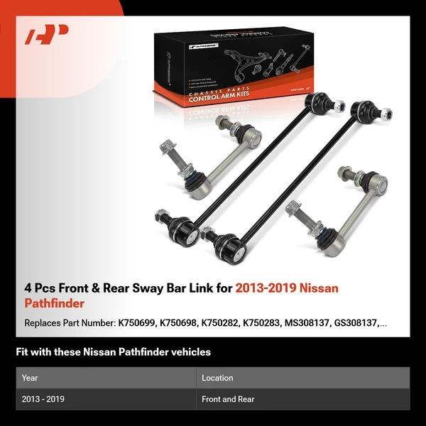 4 Pcs Front & Rear Sway Bar Link for 2013-2019 Nissan Pathfinder