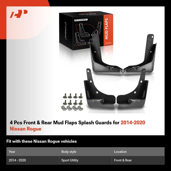 4 Pcs Front & Rear Mud Flaps Splash Guards for 2014-2020 Nissan Rogue