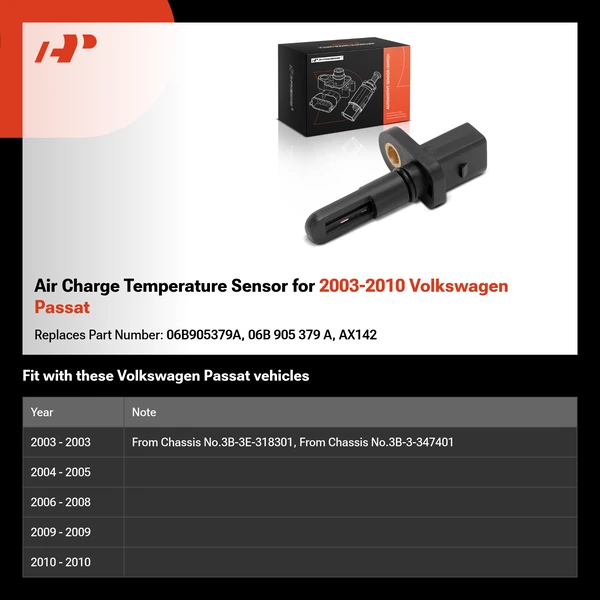 Air Charge Temperature Sensor for 2003-2010 Volkswagen Passat