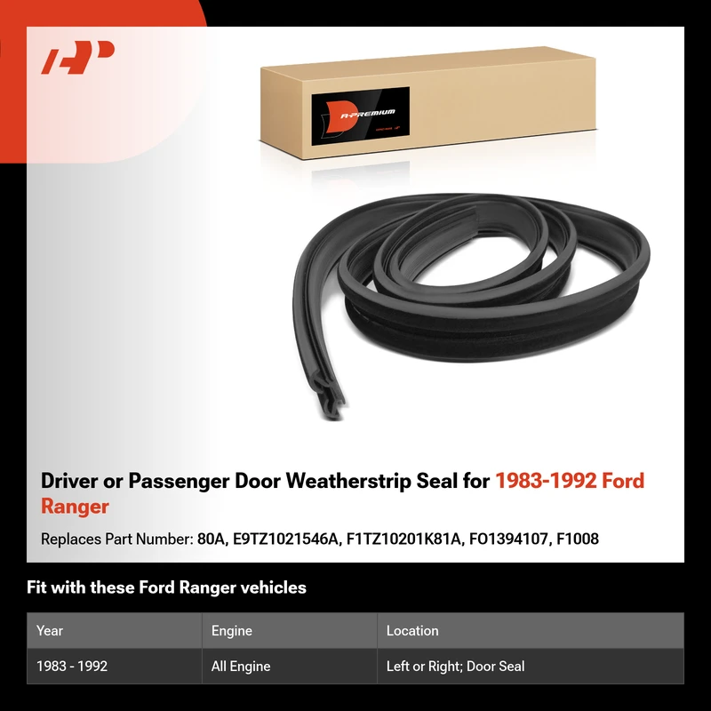 Driver or Passenger Door Weatherstrip Seal for 1983-1992 Ford Ranger