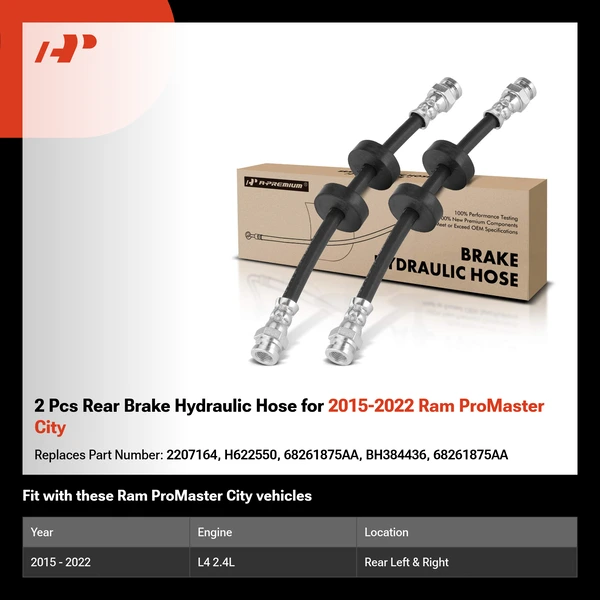 2 Pcs Rear Brake Hydraulic Hose for 2015-2022 Ram ProMaster City