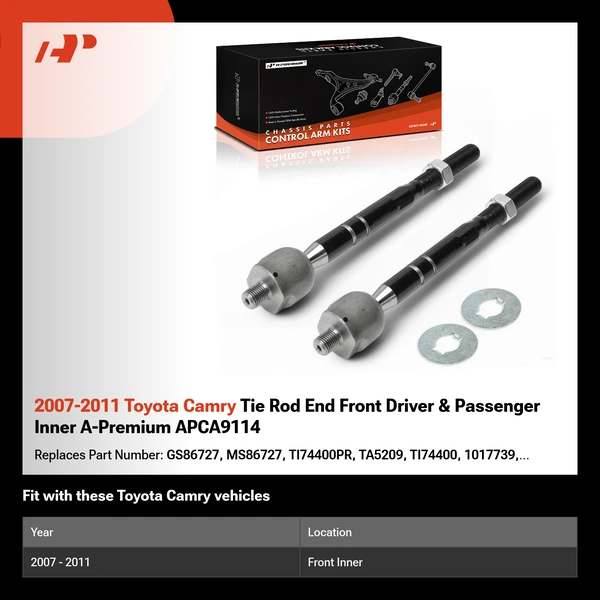2007-2011 Toyota Camry Tie Rod End Front Driver & Passenger Inner A-Premium APCA9114