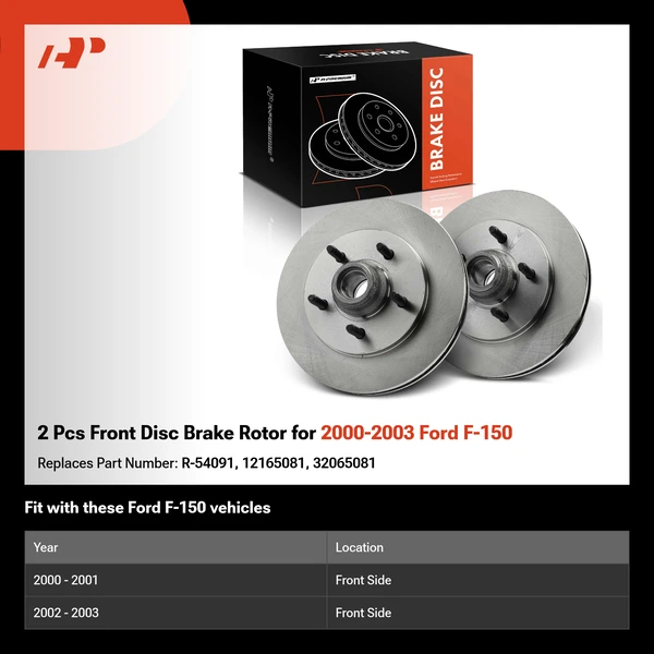 2 Pcs Front Disc Brake Rotor for 2000-2003 Ford F-150
