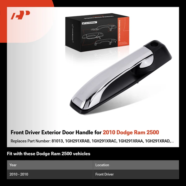 Front Driver Exterior Door Handle for 2010 Dodge Ram 2500