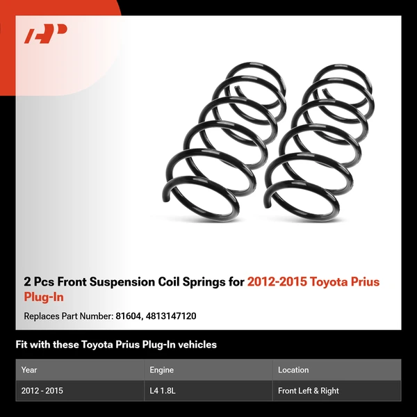 2 Pcs Front Suspension Coil Springs for 2012-2015 Toyota Prius Plug-In