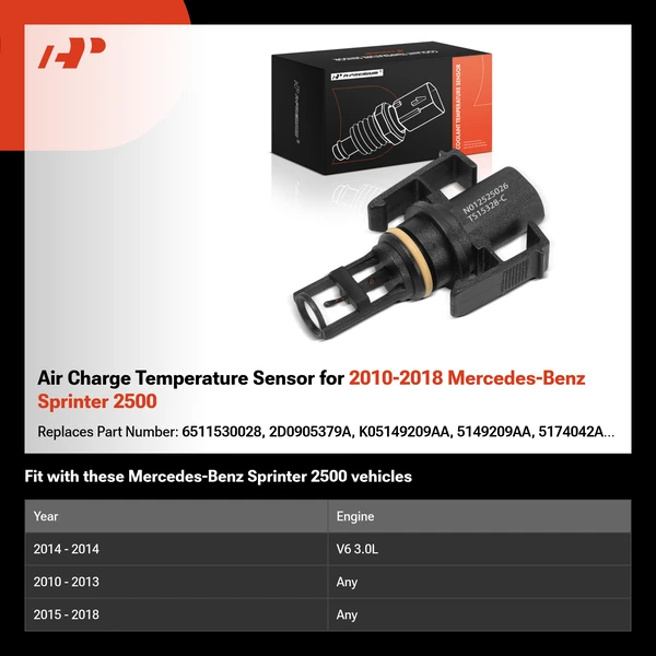 Air Charge Temperature Sensor for 2010-2018 Mercedes-Benz Sprinter 2500