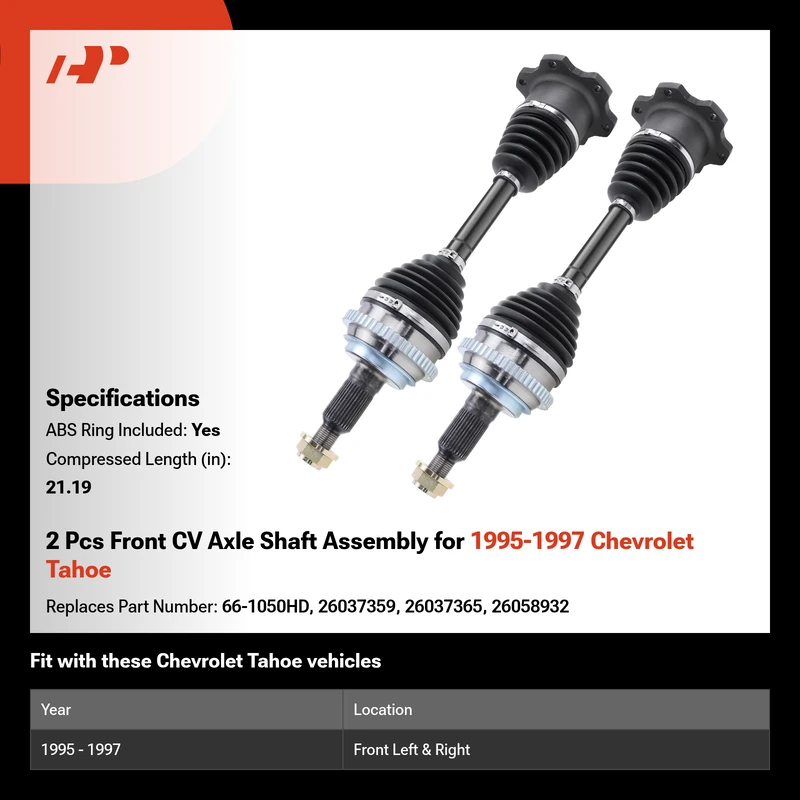 2 Pcs Front CV Axle Shaft Assembly for 1995-1997 Chevrolet Tahoe