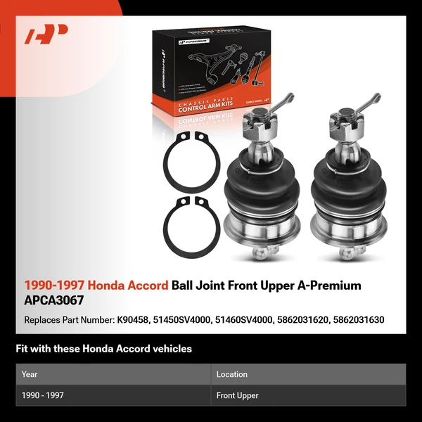 1990-1997 Honda Accord Ball Joint Front Upper A-Premium APCA3067