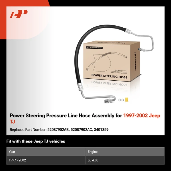 Power Steering Pressure Line Hose Assembly for 1997-2002 Jeep TJ