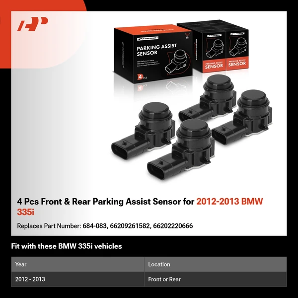 4 Pcs Front & Rear Parking Assist Sensor for 2012-2013 BMW 335i