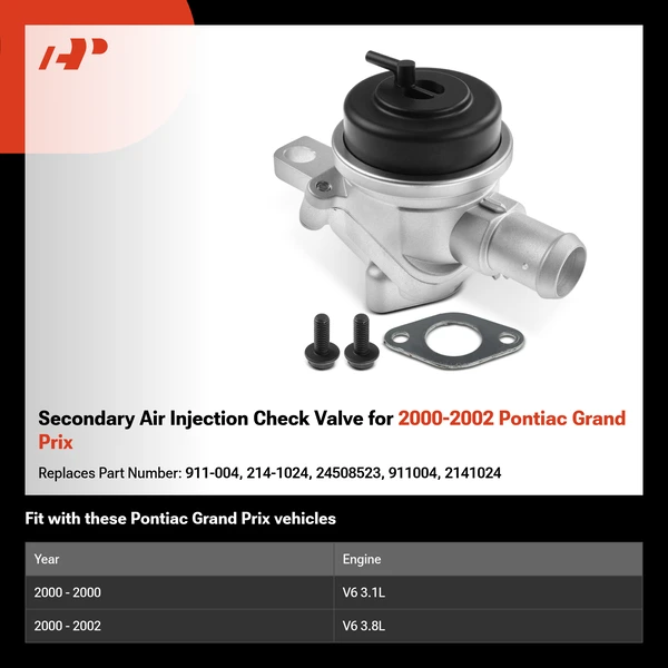 Secondary Air Injection Check Valve for 2000-2002 Pontiac Grand Prix