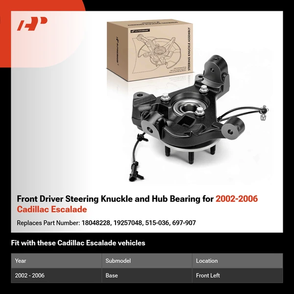 Front Driver Steering Knuckle and Hub Bearing for 2002-2006 Cadillac Escalade