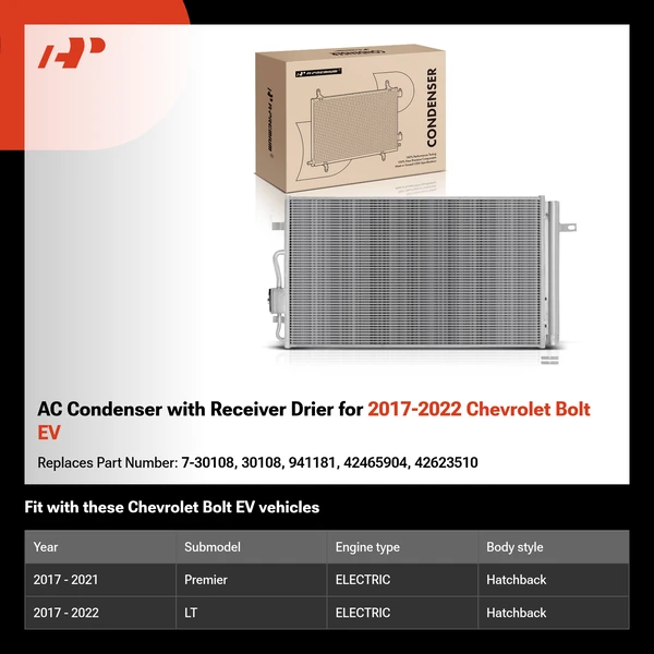 AC Condenser with Receiver Drier for 2017-2022 Chevrolet Bolt EV
