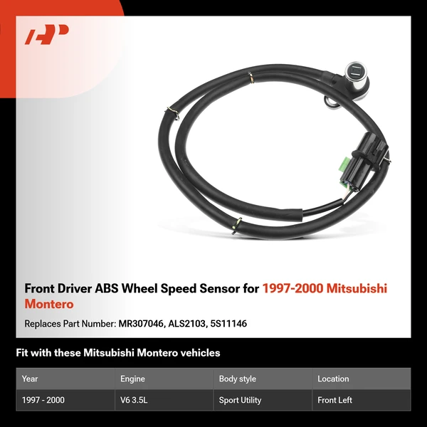 Front Driver ABS Wheel Speed Sensor for 1997-2000 Mitsubishi Montero