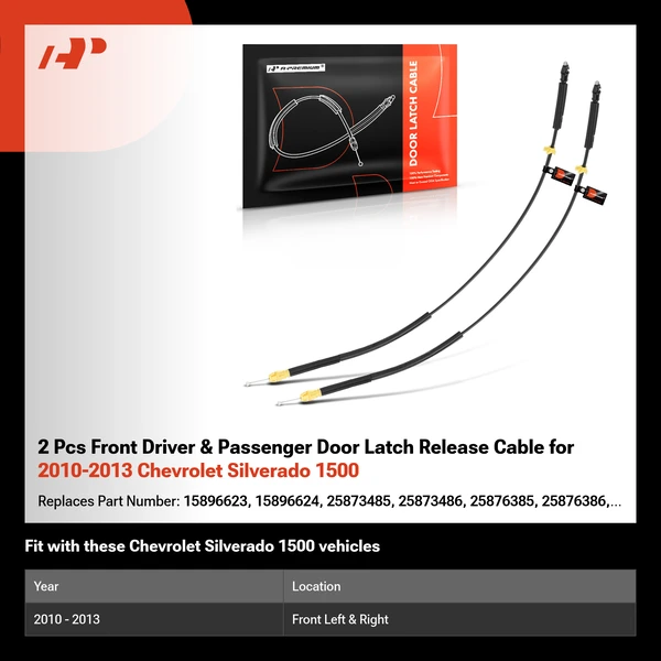 2 Pcs Front Driver & Passenger Door Latch Release Cable for 2010-2013 Chevrolet Silverado 1500