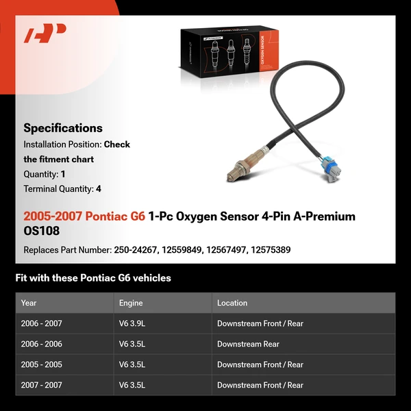 2005-2007 Pontiac G6 1-Pc Oxygen Sensor 4-Pin A-Premium OS108