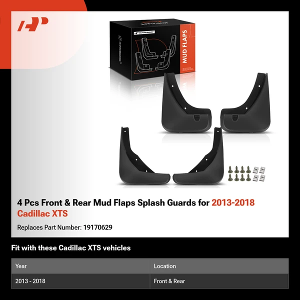 4 Pcs Front & Rear Mud Flaps Splash Guards for 2013-2018 Cadillac XTS