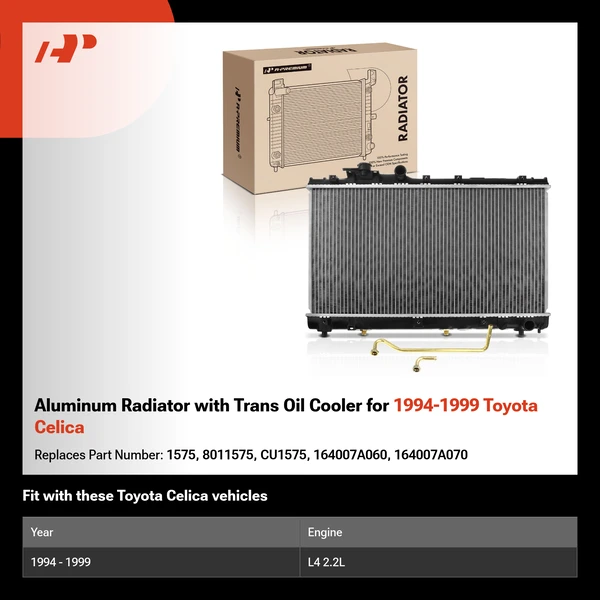 Aluminum Radiator with Trans Oil Cooler for 1994-1999 Toyota Celica