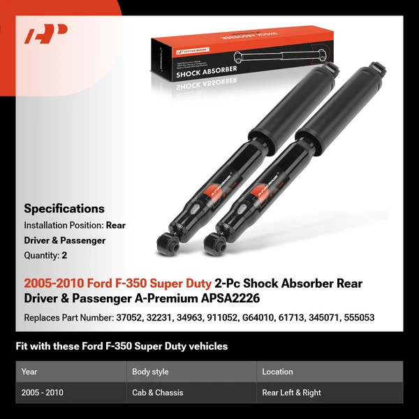 2005-2010 Ford F-350 Super Duty 2-Pc Shock Absorber Rear Driver & Passenger A-Premium APSA2226