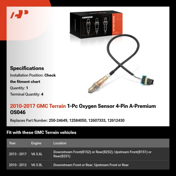 2010-2017 GMC Terrain 1-Pc Oxygen Sensor 4-Pin A-Premium OS046