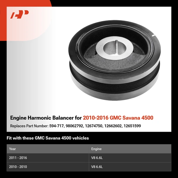 Engine Harmonic Balancer for 2010-2016 GMC Savana 4500