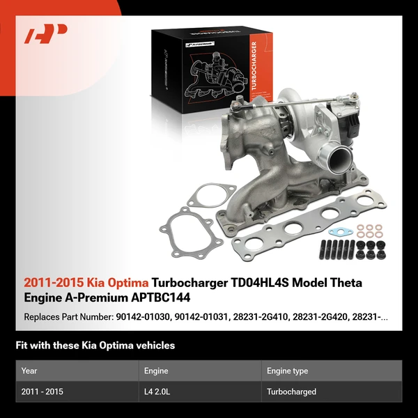 2011-2015 Kia Optima Turbocharger TD04HL4S Model Theta Engine A-Premium APTBC144