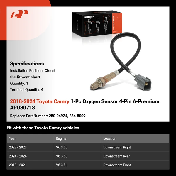2018-2024 Toyota Camry 1-Pc Oxygen Sensor 4-Pin A-Premium APOS0713