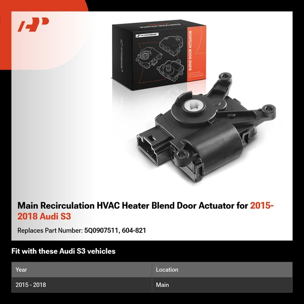 Main Recirculation HVAC Heater Blend Door Actuator for 2015-2018 Audi S3