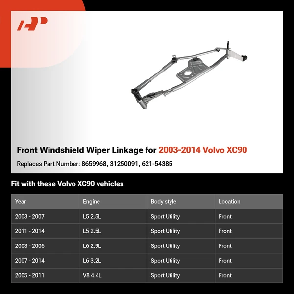 Front Windshield Wiper Linkage for 2003-2014 Volvo XC90