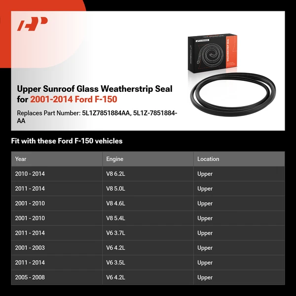 Upper Sunroof Glass Weatherstrip Seal for 2001-2014 Ford F-150