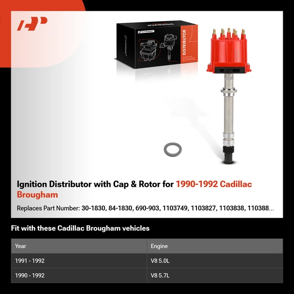 Ignition Distributor with Cap & Rotor for 1990-1992 Cadillac Brougham