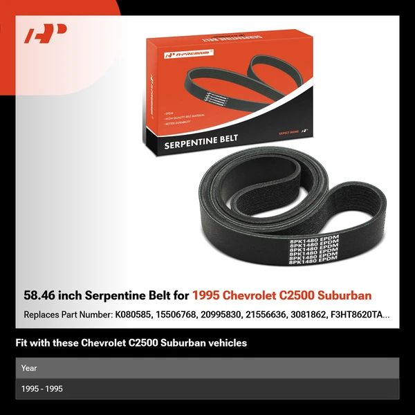 58.46 inch Serpentine Belt for 1995 Chevrolet C2500 Suburban