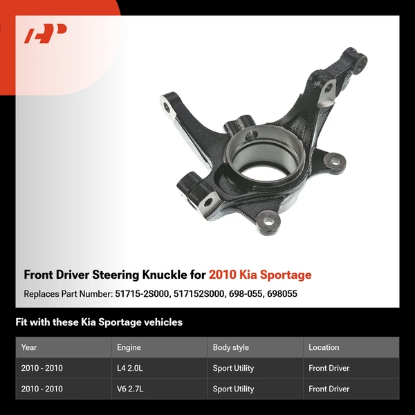 Front Driver Steering Knuckle for 2010 Kia Sportage