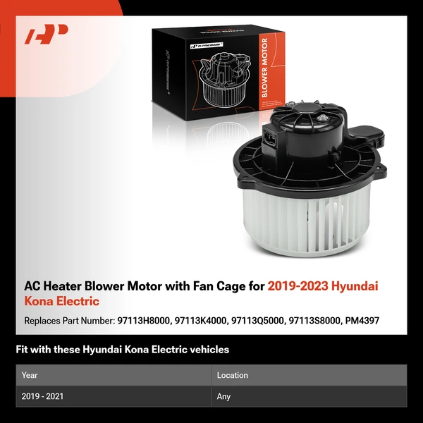 AC Heater Blower Motor with Fan Cage for 2019-2023 Hyundai Kona Electric