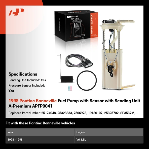 1998 Pontiac Bonneville Fuel Pump with Sensor with Sending Unit A-Premium APFP0041