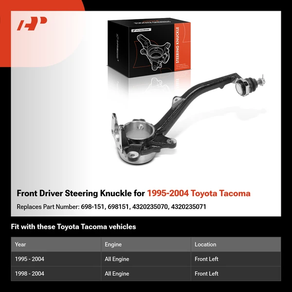 Front Driver Steering Knuckle for 1995-2004 Toyota Tacoma
