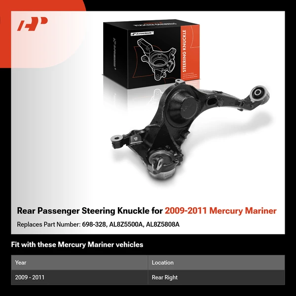 Rear Passenger Steering Knuckle for 2009-2011 Mercury Mariner