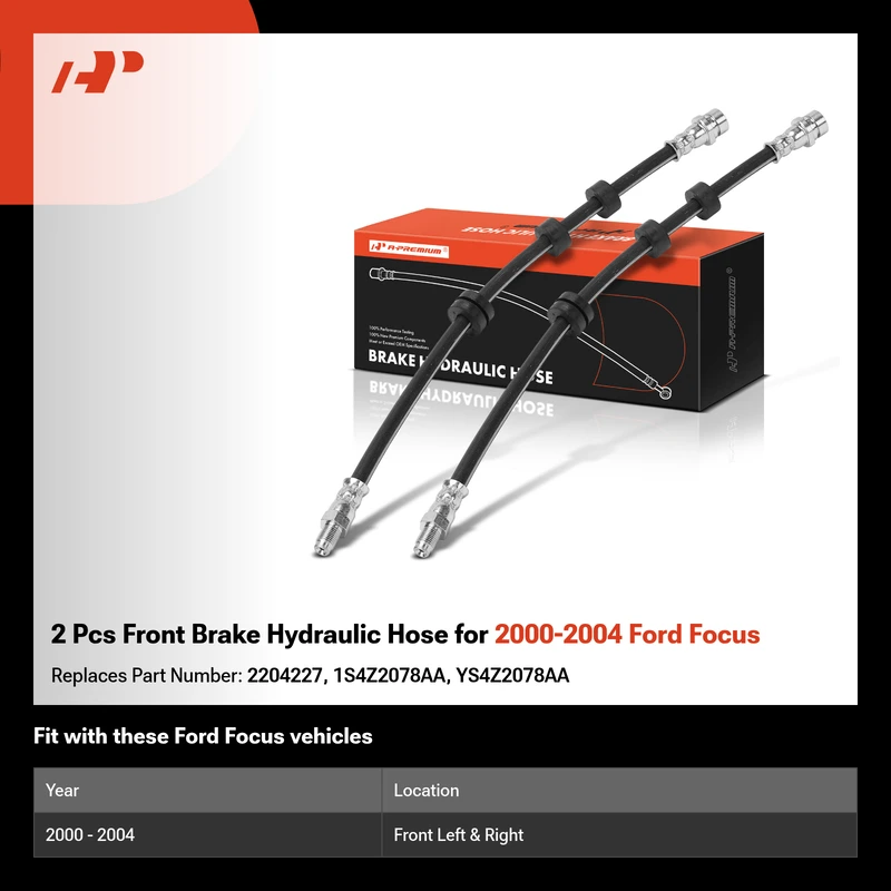 2 Pcs Front Brake Hydraulic Hose for 2000-2004 Ford Focus
