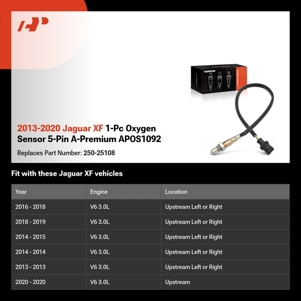 2013-2020 Jaguar XF 1-Pc Oxygen Sensor 5-Pin A-Premium APOS1092