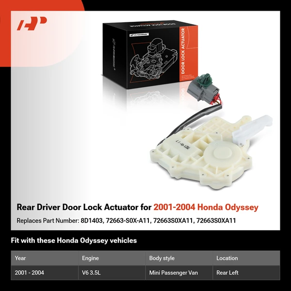 Rear Driver Door Lock Actuator for 2001-2004 Honda Odyssey