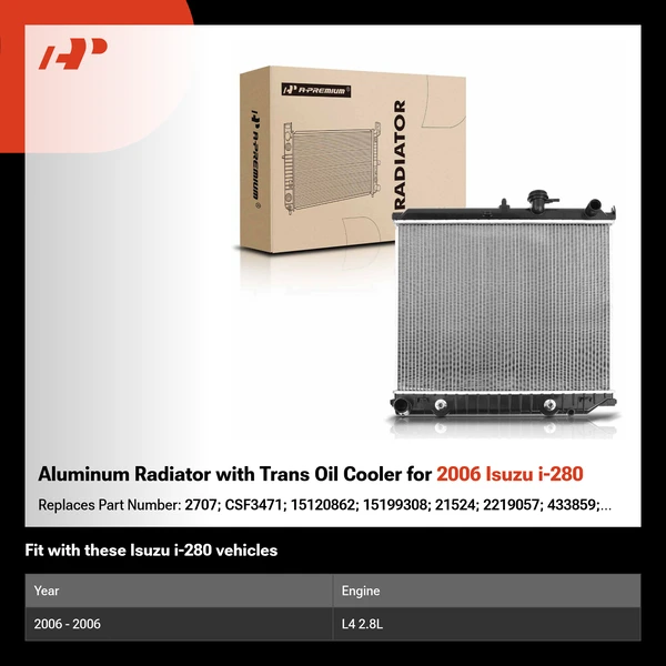 Aluminum Radiator with Trans Oil Cooler for 2006 Isuzu i-280