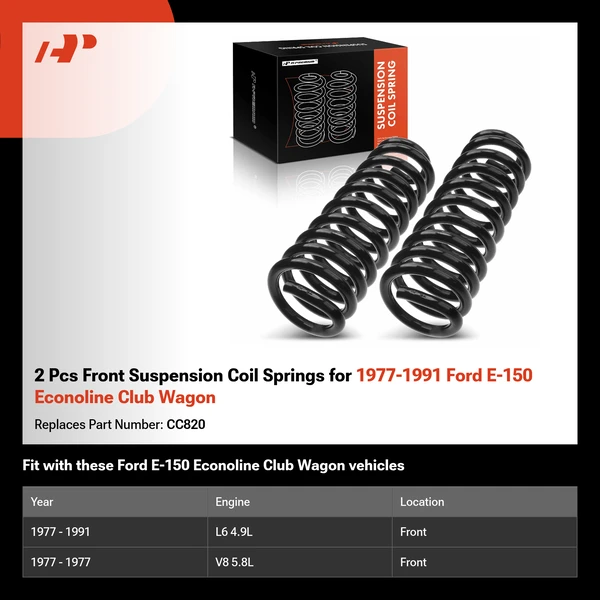 2 Pcs Front Suspension Coil Springs for 1977-1991 Ford E-150 Econoline Club Wagon