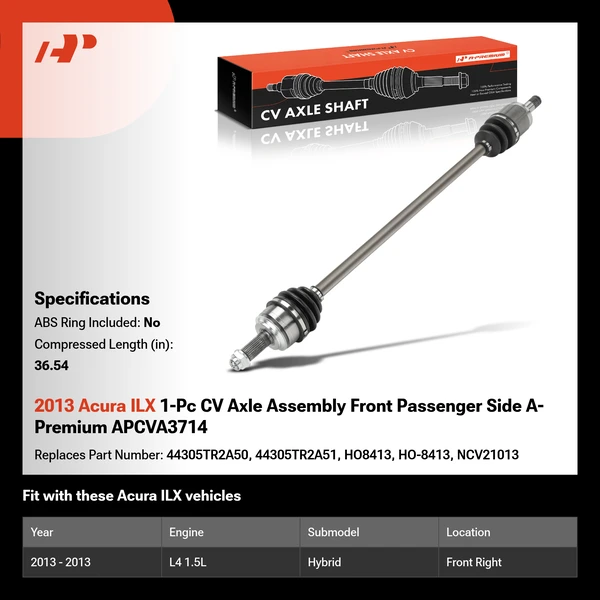 2013 Acura ILX 1-Pc CV Axle Assembly Front Passenger Side A-Premium APCVA3714